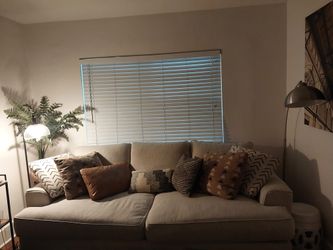 Large and Long Beige/Cream Fabric Couch
