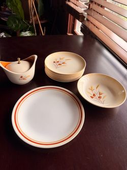 Vintage Ceramic Dinnerware Set with Wheat Pattern