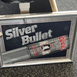 Vintage Coors Light Silver Bullet Beer Sign