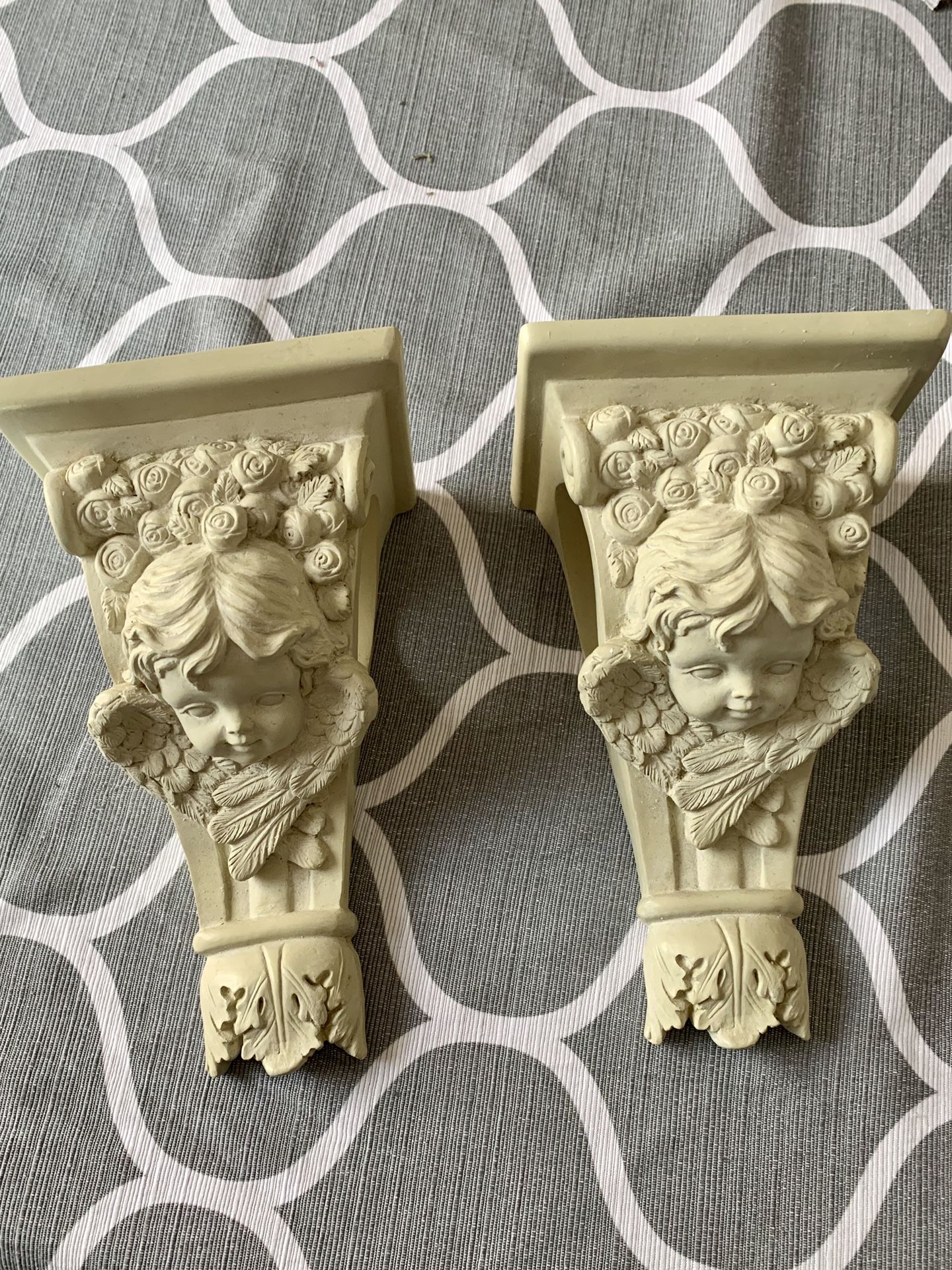 Angel curtain sconce pair