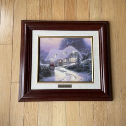 Thomas Kinkade “The Christmas Cottage “ Canvas Painting 7.5x9 Framed 13.75x15.25