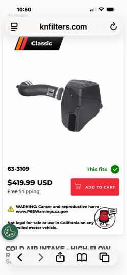 Chevy Silverado k&n cold air intake with two filters