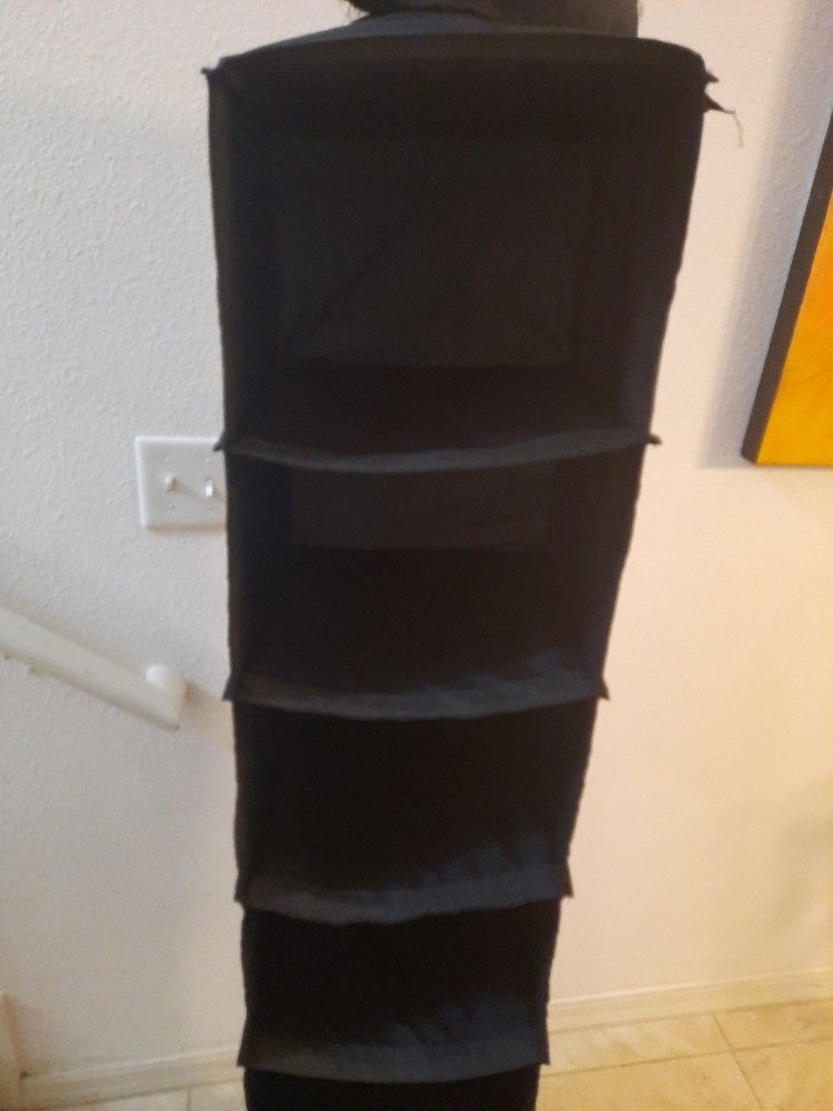 Six Shelf Hanging Shoe Rack, Belt Loop, Hat/Belt Rack