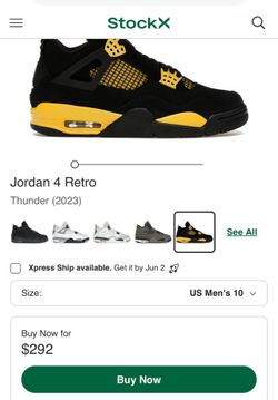 Jordan’s retro 4 black and yellow size 10 men(original)