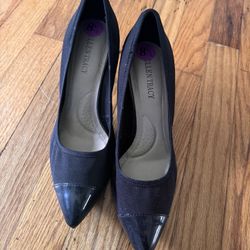 Black Ellen Tracy Prato 8.5 Leather & Fabric Heels