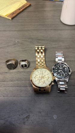 Gold and silver watchs and rings