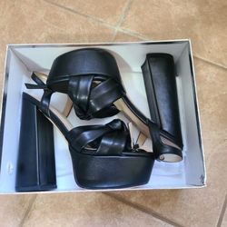 Women Chunky Platform Heels For Women Open Toe 6-inch Heel Pointed Toe Ankle Sling Adjustable, US Size 9