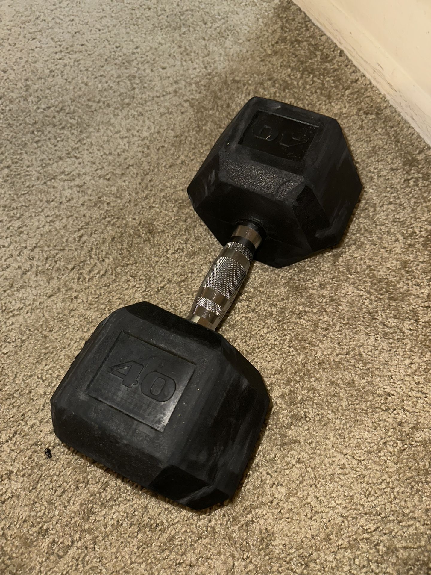 40 Lb Rubber Hex Dumbbells