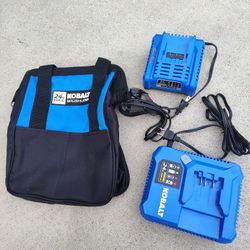 Kobalt 24v Chargers (2) and bag