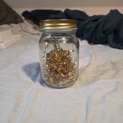 Mason Jar With Gold Tinsel