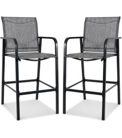 New Outdoor Metal Bar Stool Set of 2, Counter Height Patio Bar Stools
