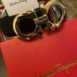 Salvatore Ferragamo Leather Belt Size 34/36, With Box 