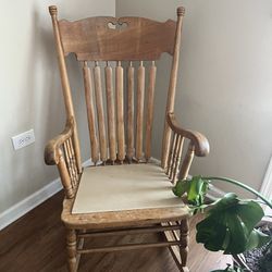 Boho Vintage Rocking Chair Brown Wood 