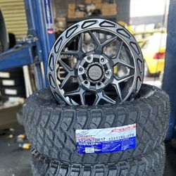 LT 265/70/17 Atlander MT And New Lock Off Road Rims For Toyota Tacoma 4Runner Chevy Gmc Sierra Silverado