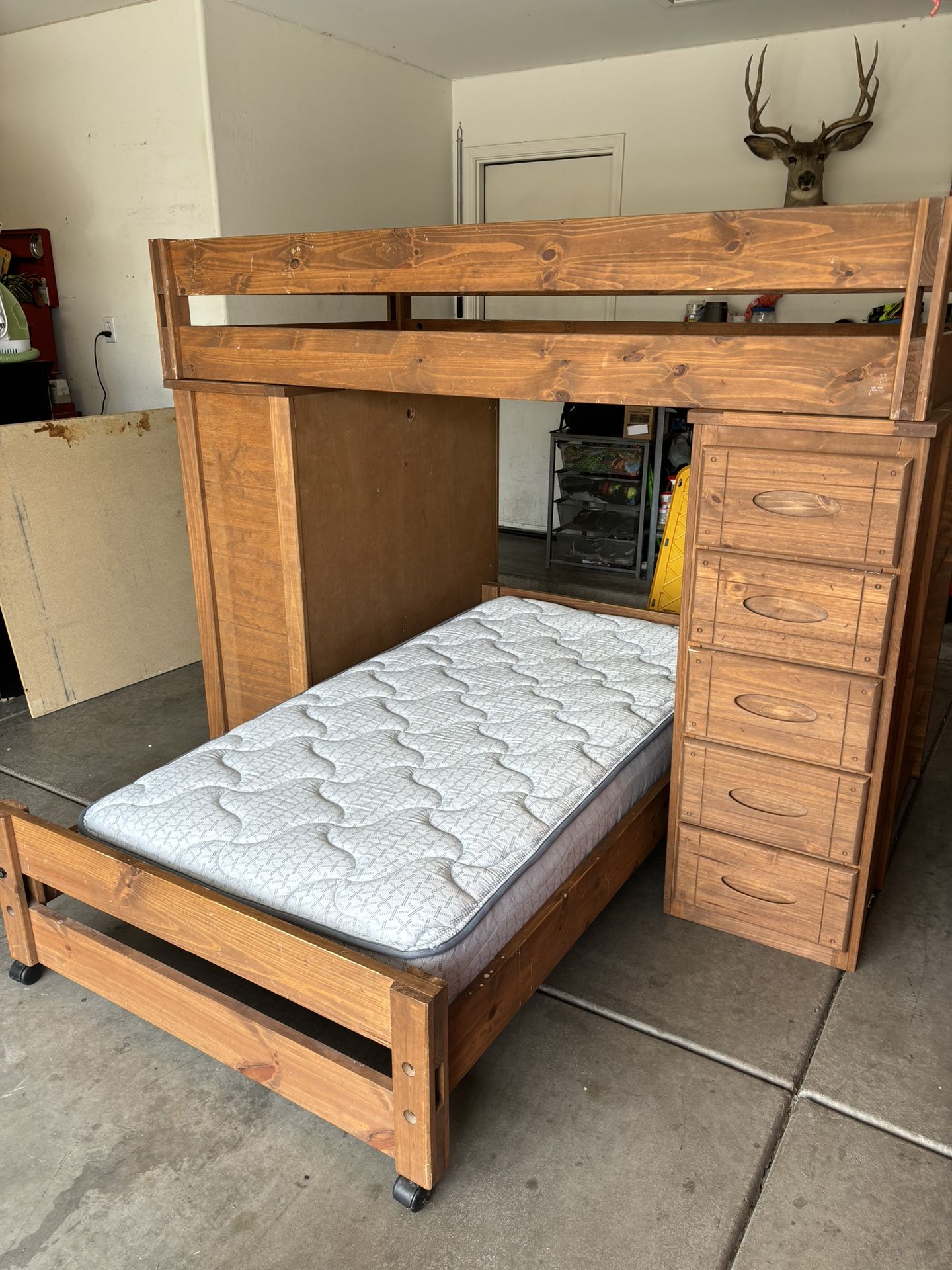 Bunk Bed Solid Wood with Desk And Dresser