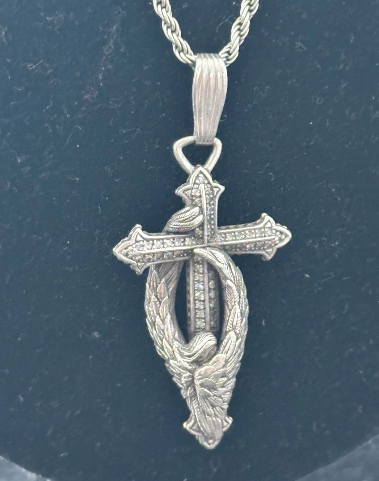 Scott Kay 925 Sterling Silver Cross And Angel Pendant
