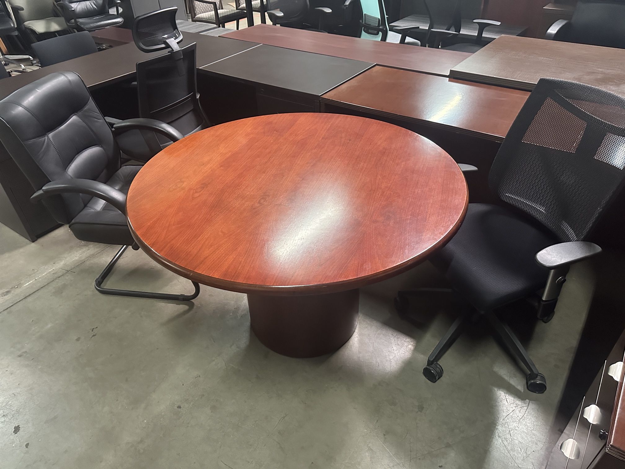 Cherry Wood Veneer Round Table