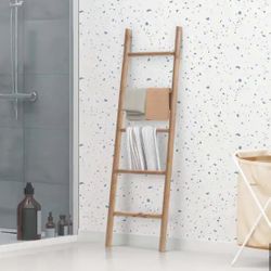 Wooden farmhouse-style bathroom living room towel rack