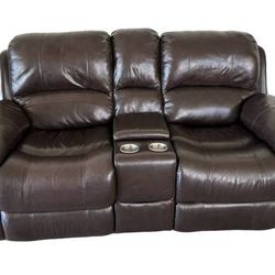 Leather 2-seat Reclining Power Sofa