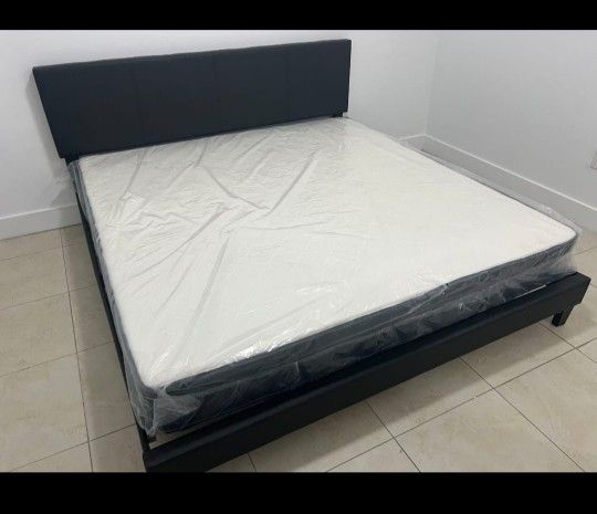 New KING SIZE BED FRAME WITH MATTRESS NEW BEDROOM FURNITURE QUEEN BED