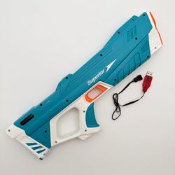 Electric Water Gun Self-Priming Teal/White 500mAh USB-Charge 8-10m w/Manual