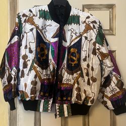 Vintage Baroque Printed Bomber Jacket  Reversible 80 S Women