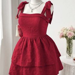 SHEIN plus size red romper with bows