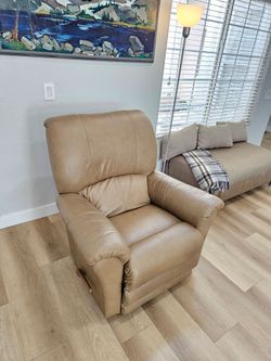 La-Z-Boy Tan Leather rocker & recliner.