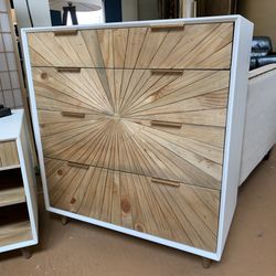 White Pattern Front Highboy