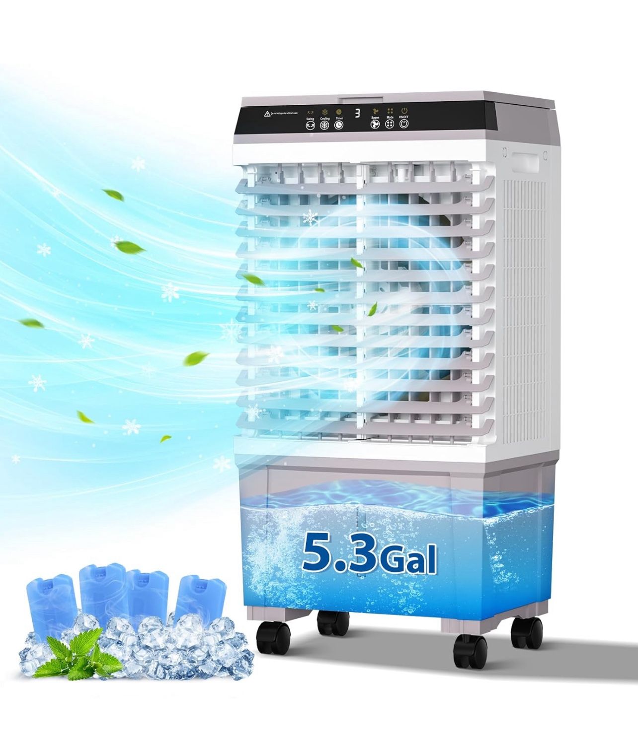 Evaporative Air Cooler, 1800CFM Windowless Air Conditioner Portable for Large Room Commercial Garage Outdoor, 3 In 1 Swamp Cooler with Remote Control,
