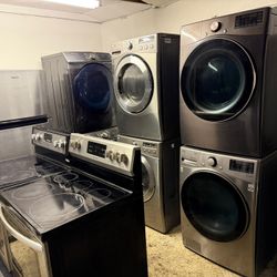 We have all kinds of appliances in good condition. We have washing machine sets from $350 to $500, stoves from $150 to $300, and refrigerators from $1