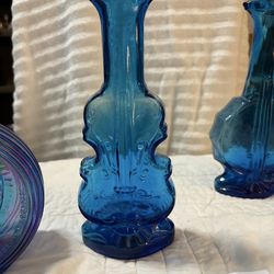 Vintage Blue glass Violin/Cello vase