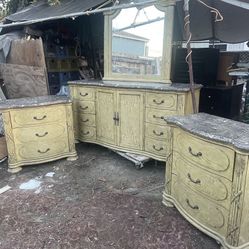 Marble Top Dresser Set 