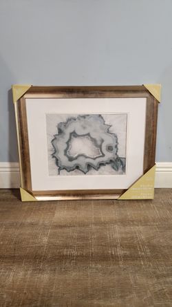 Geode Slice Picture In Brushed Metallic Gold Scooped Frame (NEW)