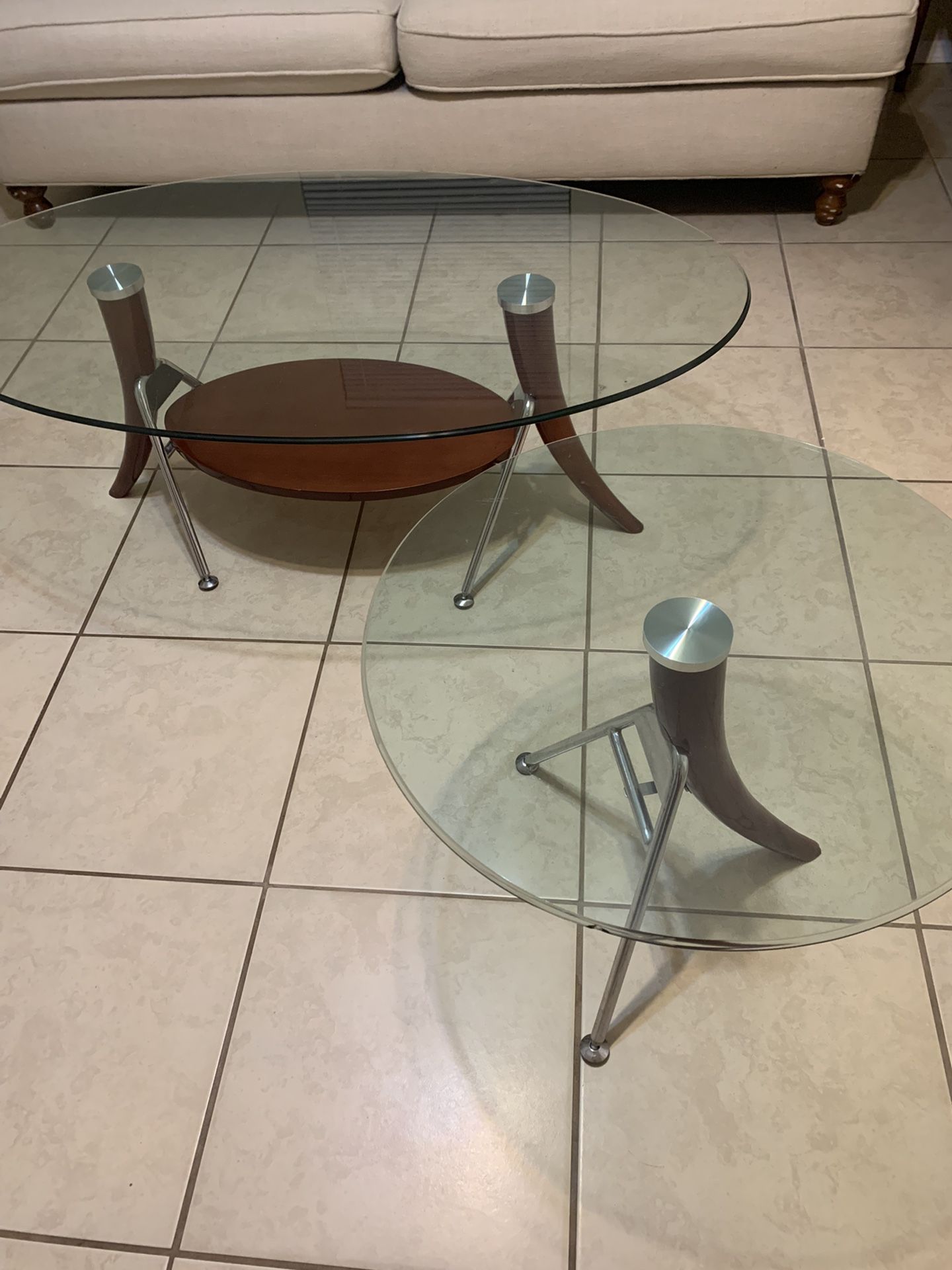 Glass/Wood Coffee and End table  