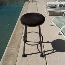 Bar Stool With Metal Frame -with Black Cushion Top 