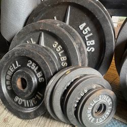 FULL SET OF BLACK CAP OLYMPIC PLATES (PAIRS OF) : 45s 35s 25s 10s 5s 2.5s 