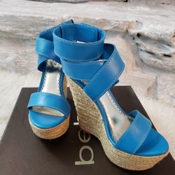 Wedge Sandals Size 6, Blue Wedge, Sandals