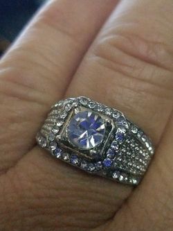 Men's wedding engagement promises ring Diamond simulated white gold over 925s size 10