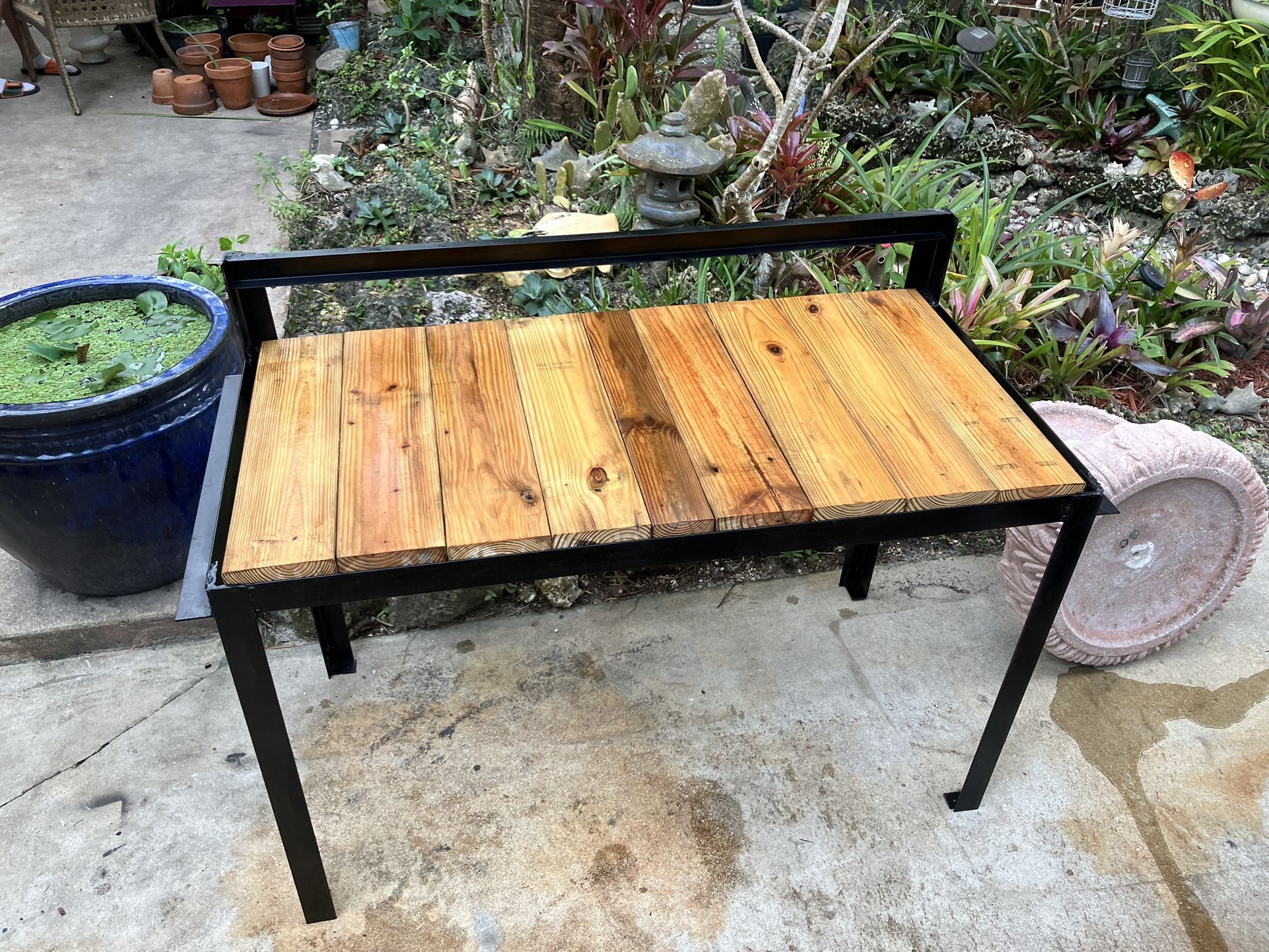 36.75”Hx53.5”Wx24.5”D Steel and Pressure Treated Lumber Workbench