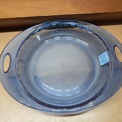 Fire King Cobalt Blue Slotted Handle Baking Dish 