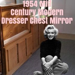 1954 Bedroom Set American Of Martinsville Mid Century Modern Chest Dresser  Mirror  Delivery Tag 