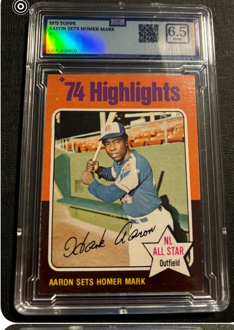 Hank Aaron 1975 Topps Highlights Card Graded