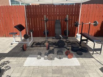 Home Gym Weight Machines And Dumbbells.