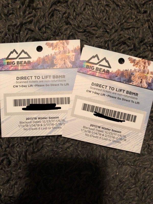 Snowboarding/ Ski Lift Tickets (BBMR)