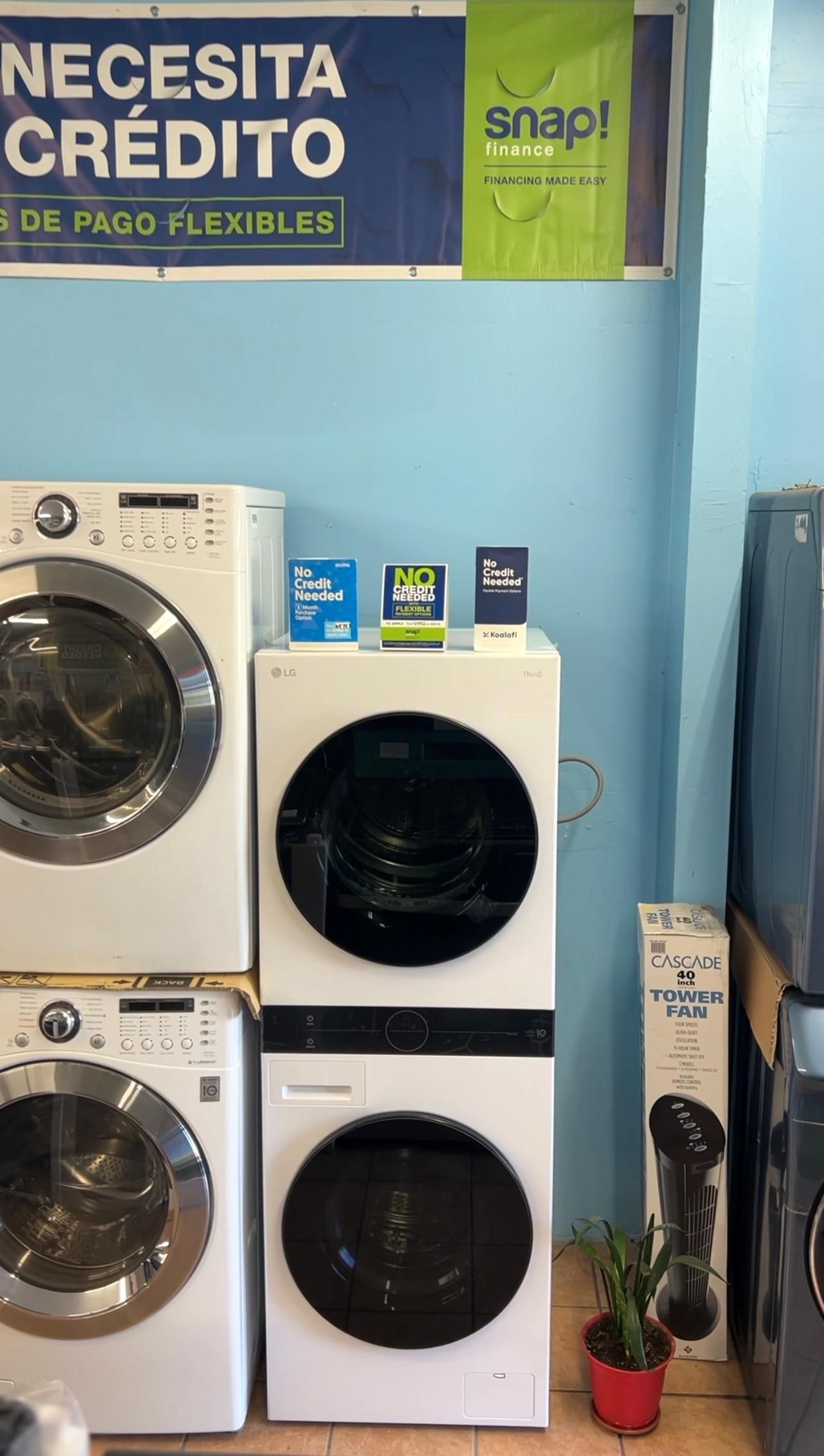 LG 2.4 cu. ft. Washer 4.2 cu. ft. Dual Inverter Heat Pump Ventless Electric Dryer Washtower Center Control AIDD in White