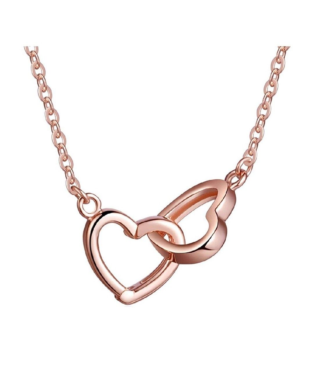 Double Hearts Rose Gold Plated Necklace