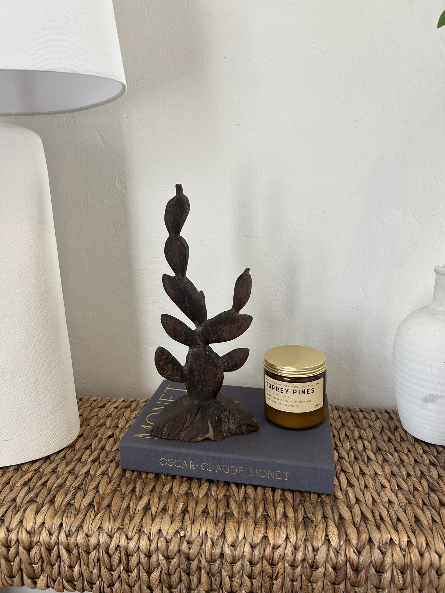 Vintage Hand Carved Ironwood Prickly Pear Cactus Carving Succulent Hand Carved Collectible Table Decor