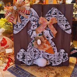 Cute Bunny Carrot Sign,  1ft. Tall