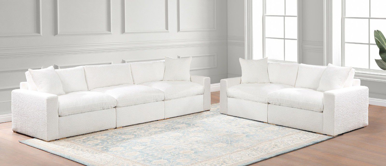 Teddy Fabric Leather 2Pc Sofa sets